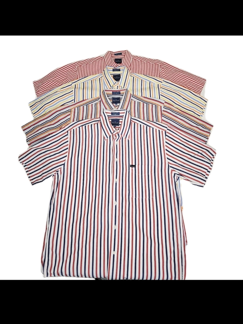 Faconnable Mens Large Striped Shirts Lot Of 4 Button Down Casual 100% Cotton